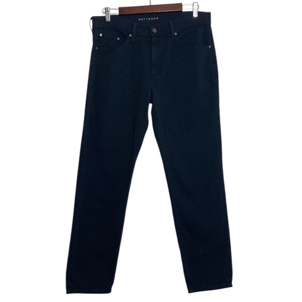 Mott & Bow Jeans Mens 33 x 30 Slim Mercer Navy Blue Soft Light Stretch Taper